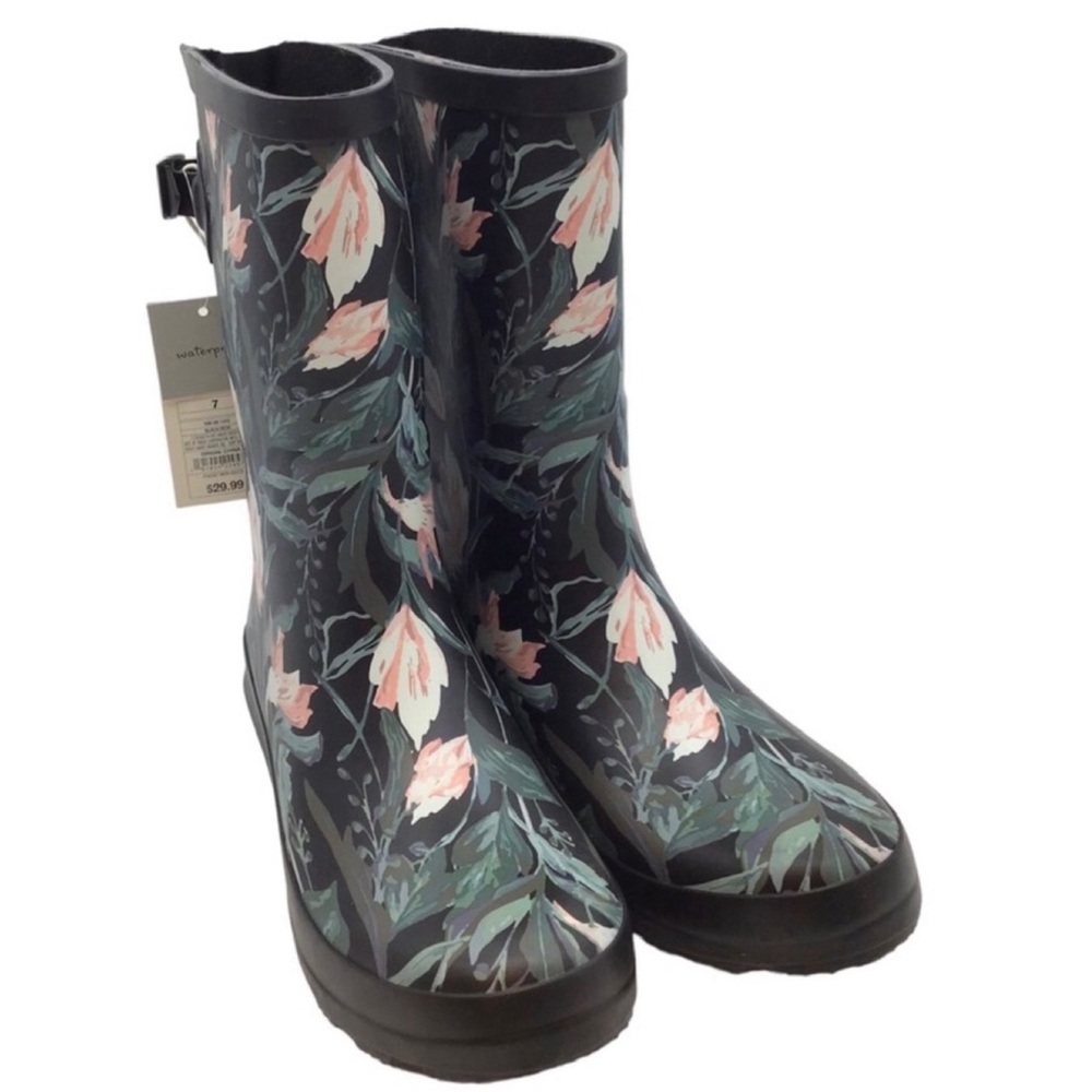 A New Day “Floral” Vicki Rubber Boots (NWT) (Size: 7) - Picture 8 of 16